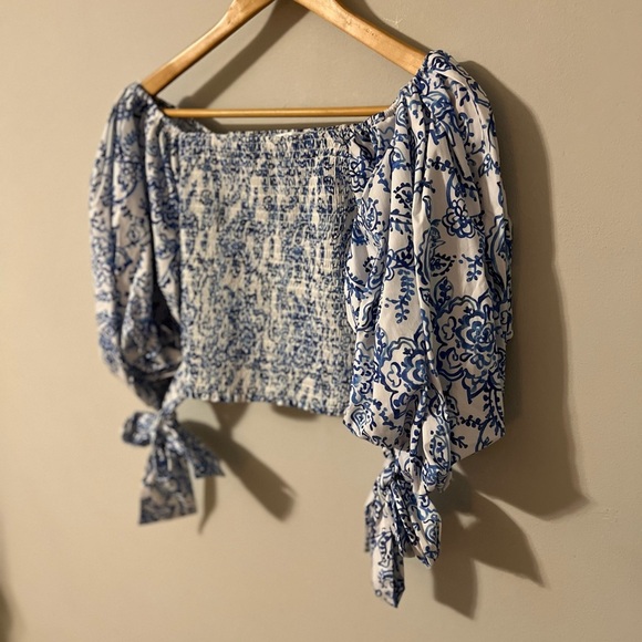 Caroline Constas Finley Paisley Puff Sleeve Top Small - Picture 3 of 11